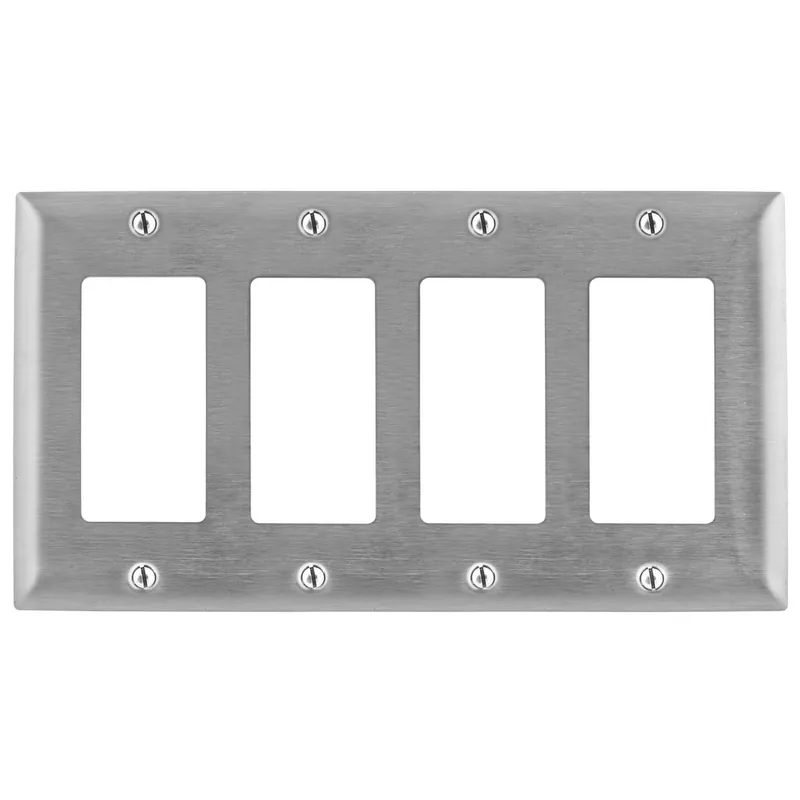 Hubbell-Wiring SS264 302/304 Stainless Steel Screw Mount Standard Size 4-Gang GFCI Decorator Wallplate (4) Decorator/GFCI Style Line Latest