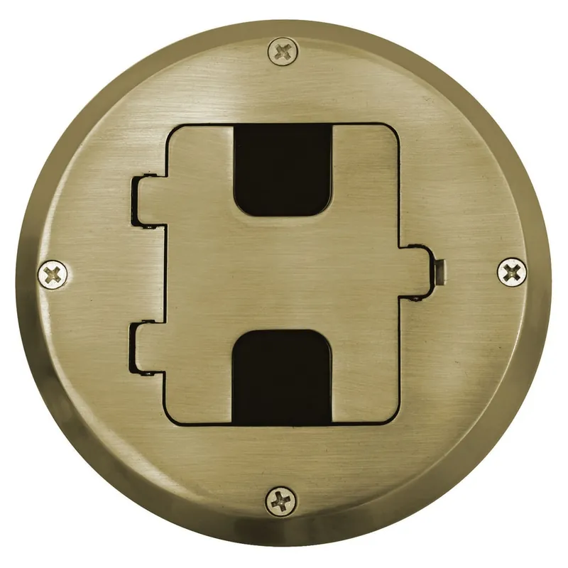 Hubbell-Wiring RF515BP Brass Plated Solid Brass Floor Box 5.6-Inch x 4.8-Inch Clearance