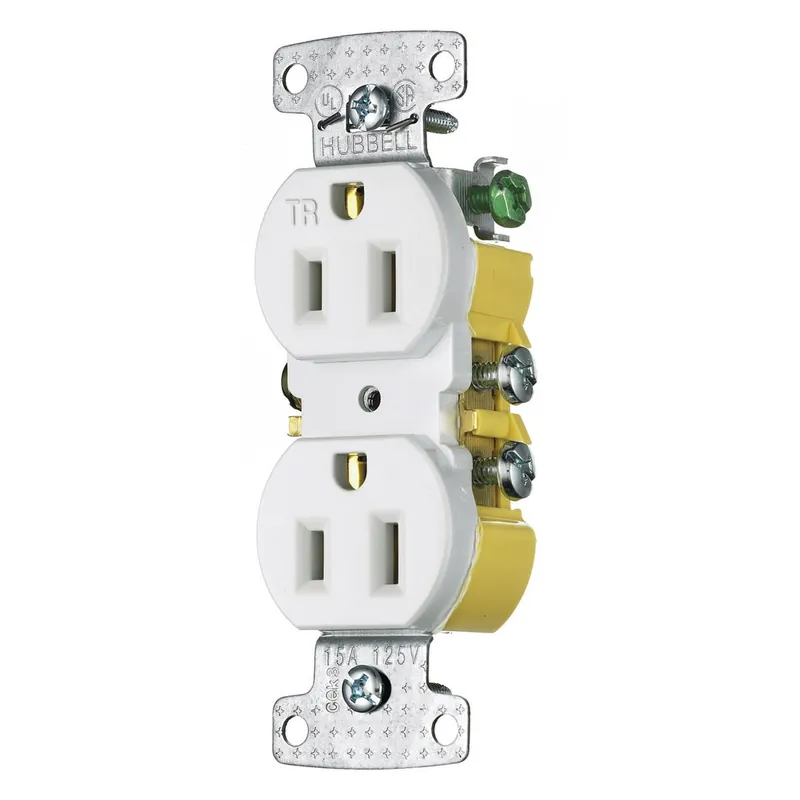 Markdown Hubbell-Wiring RR15SWTR Residential Grade Tamper-Resistant Straight Blade Duplex Receptacle 15-Amp 125-Volt NEMA 5-15R White TradeSelect