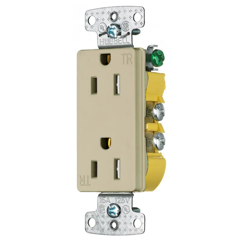 Don’t Miss Out Hubbell-Wiring RRD15SITR 3-Wire 2-Pole Residential Grade Tamper-Resistant Decorator Straight Blade Duplex Receptacle 125-Volt 15-Amp NEMA 5-15R Ivo