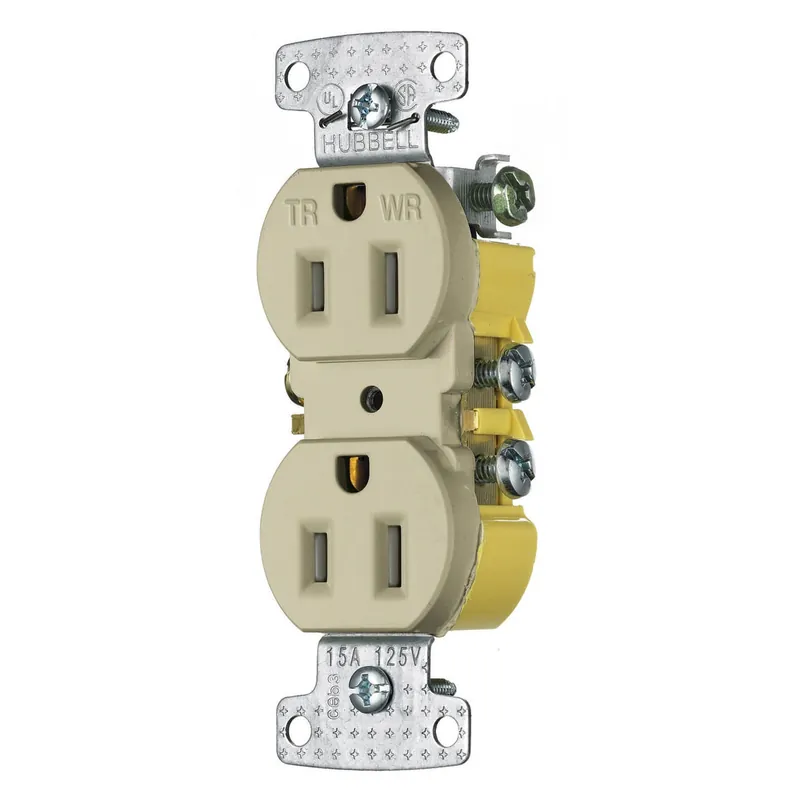 Hubbell-Wiring RR15SIWRTR Residential Grade Tamper And Weather-Resistant Smooth Indented Face Duplex Receptacle 15-Amp 125-Volt AC Ivory TradeSelec Grab Now