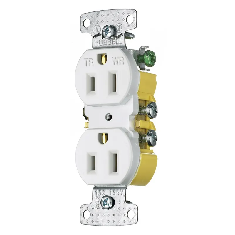 Hubbell-Wiring RR15SWWRTR Residential Grade Tamper And Weather-Resistant Straight Blade Duplex Receptacle 15-Amp 125-Volt NEMA 5-15R White TradeSel Editor’s Pick