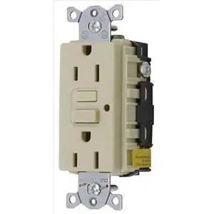 Hubbell-Wiring GF15ILA Commercial Grade GFCI Receptacle With LED Indicator 15-Amp 125-Volt AC NEMA 5-15R Ivory Circuit Guard Order Now