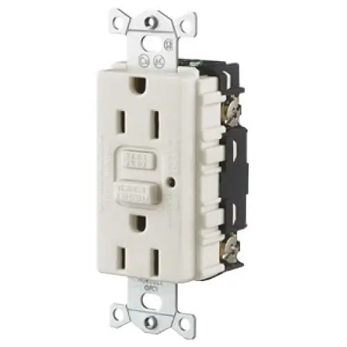 Hubbell-Wiring GF15WLA Commercial Grade Standard GFCI Duplex Receptacle With LED Indicator 15-Amp 125-Volt AC NEMA 5-15R White Circuit Guard Limited Time