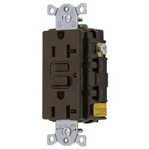 Today Only Hubbell-Wiring GF20LA Commercial Grade GFCI Duplex Receptacle With LED Indicator 20-Amp 125-Volt AC NEMA 5-20R Brown Circuit Guard