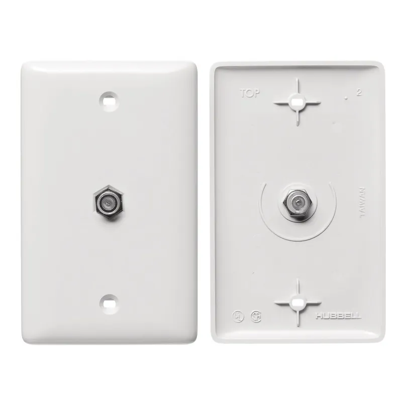 Hubbell-Wiring NS750W Nylon Single F-Type Coupler Bulkhead Female Molded-In Plate White netSELECT High Quality