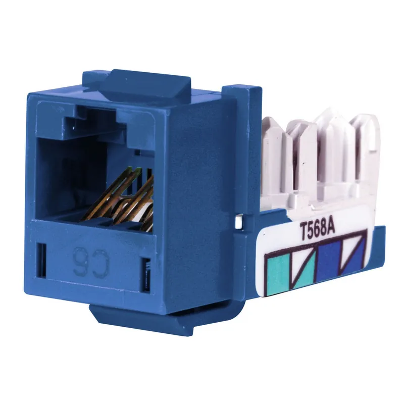 Hubbell-Wiring HXJ6B High Impact Thermoplastic RJ-45 1-Port Category 6 Telephone/Data Jack Blue Nextspeed Xcelerator Professional Grade