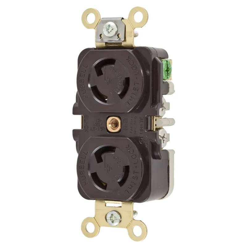 Hubbell-Wiring HBL4700 Flush Mount Duplex Receptacle 15-Amp 125-Volt AC 1-Phase NEMA L5-15R Brown Twist-Lock Luxury