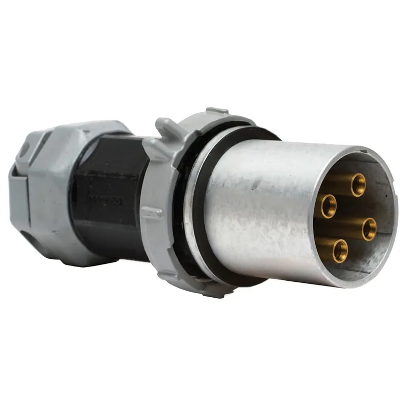 Hubbell-Wiring HBL4200PS2W 4-Wire 3-Pole Industrial Grade Heavy-Duty Polarized Pin And Sleeve Male Plug 600-Volt AC 250-Volt DC 200-Amp Aluminum In Worldwide Shipping