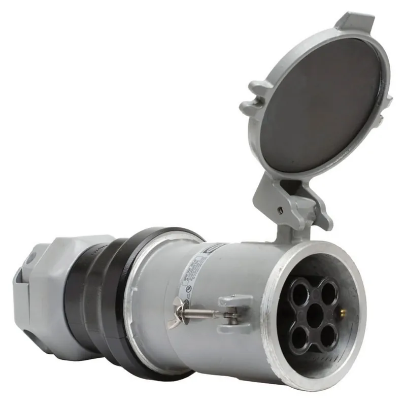 Hubbell-Wiring HBL4200CS2W 4-Wire 3-Pole Industrial Grade Heavy-Duty Polarized Pin And Sleeve Female Connector 600-Volt AC 250-Volt DC 200-Amp Alum Fresh Stock