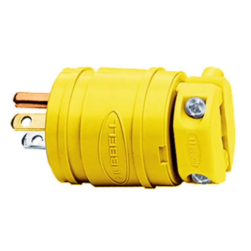 Hubbell-Wiring HBL1447 3-Wire 2-Poles Industrial Commercial Grade Elasto-Grip Dust Tight Straight Blade Insulgrip Plug 125-Volt 15-Amp Yellow Elast Get Yours