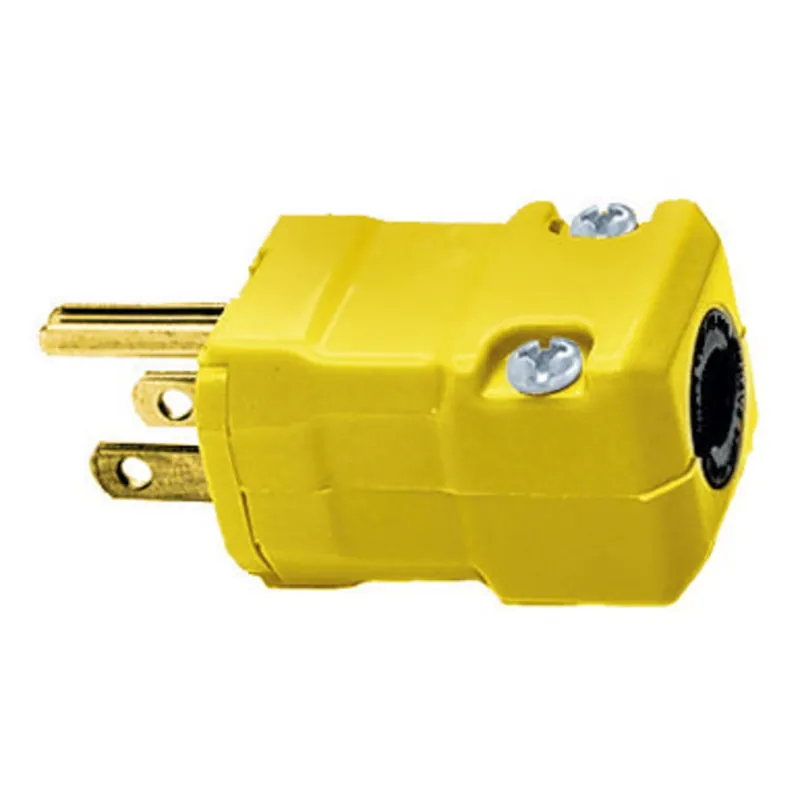 Hubbell-Wiring HBL5965VY 3-Wire 2-Pole Polarized Straight Blade Plug 125-Volt 15-Amp NEMA 5-15P Yellow Valise Discount