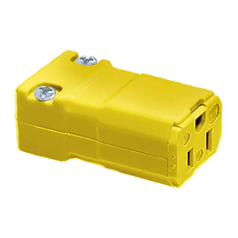 Hubbell-Wiring HBL5969VY 3-Wire 2-Pole Polarized Straight Blade Connector 125-Volt 15-Amp NEMA 5-15R Yellow Valise While Supplies Last
