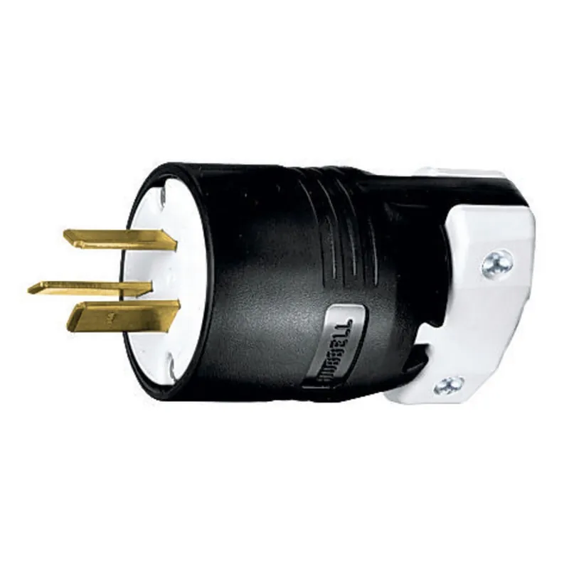 Hubbell-Wiring HBL7513C 3-Wire 3-Pole Straight Blade Plug 125/250-Volt 50-Amp NEMA 10-50P Black/White Insulgrip Free Returns