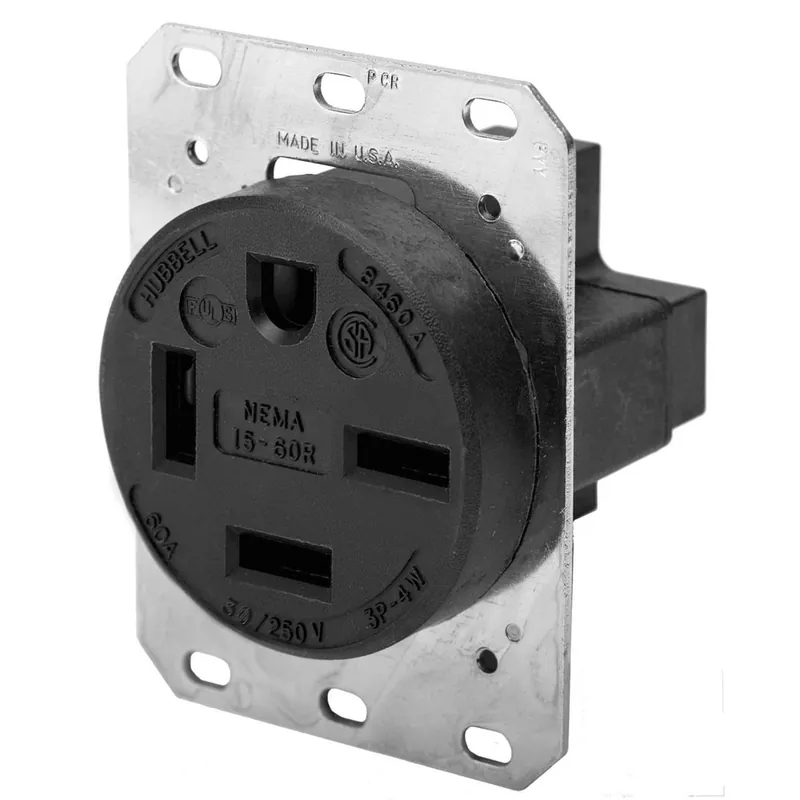 Hubbell-Wiring HBL8460A Heavy-Duty Specification Grade Straight Blade Single Receptacle 60-Amp 250-Volt AC 3-Phase NEMA 15-60R Black Buy Online