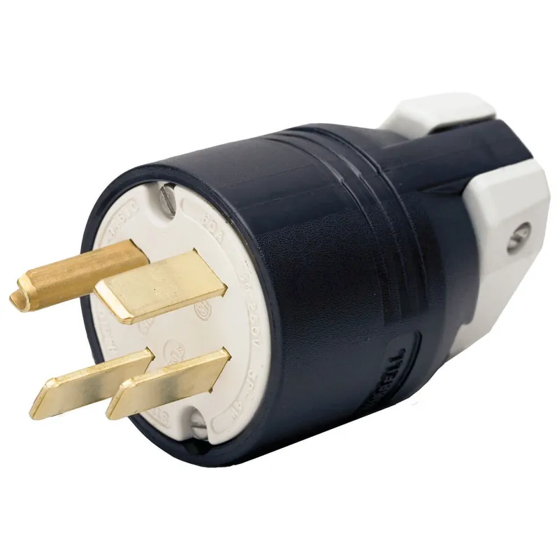 Luxury Hubbell-Wiring HBL8461C 4-Wire 3-Pole Straight Blade Plug 250-Volt AC 3-Phase 60-Amp NEMA 15-60P Black Insulgrip