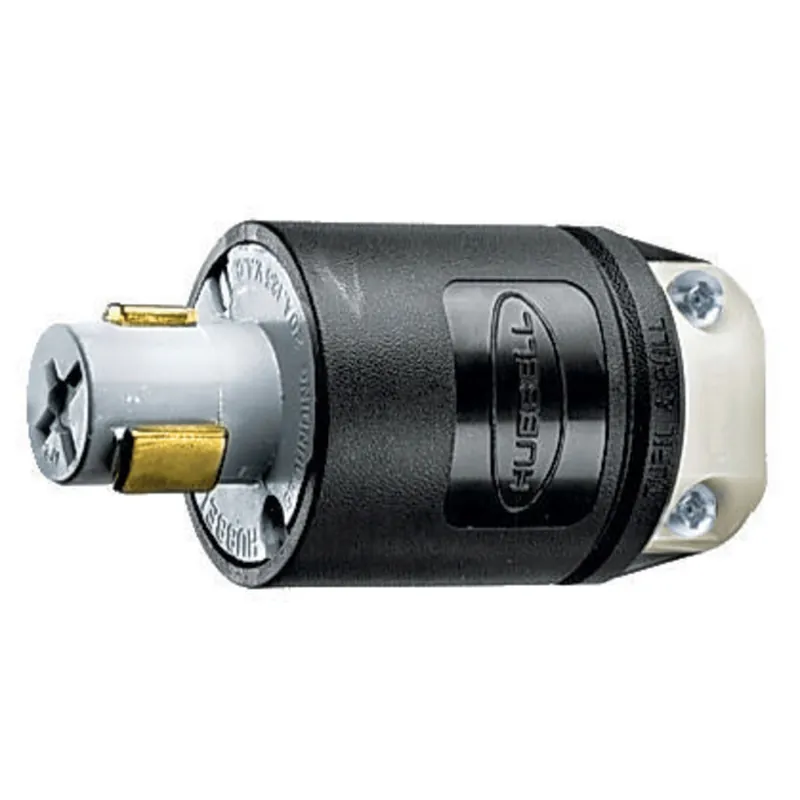 Hubbell-Wiring HBL23014HGB 3-Wire 2-Pole Polarized Locking Plug 125-Volt AC 20-Amp Black Hubbellock Crafted