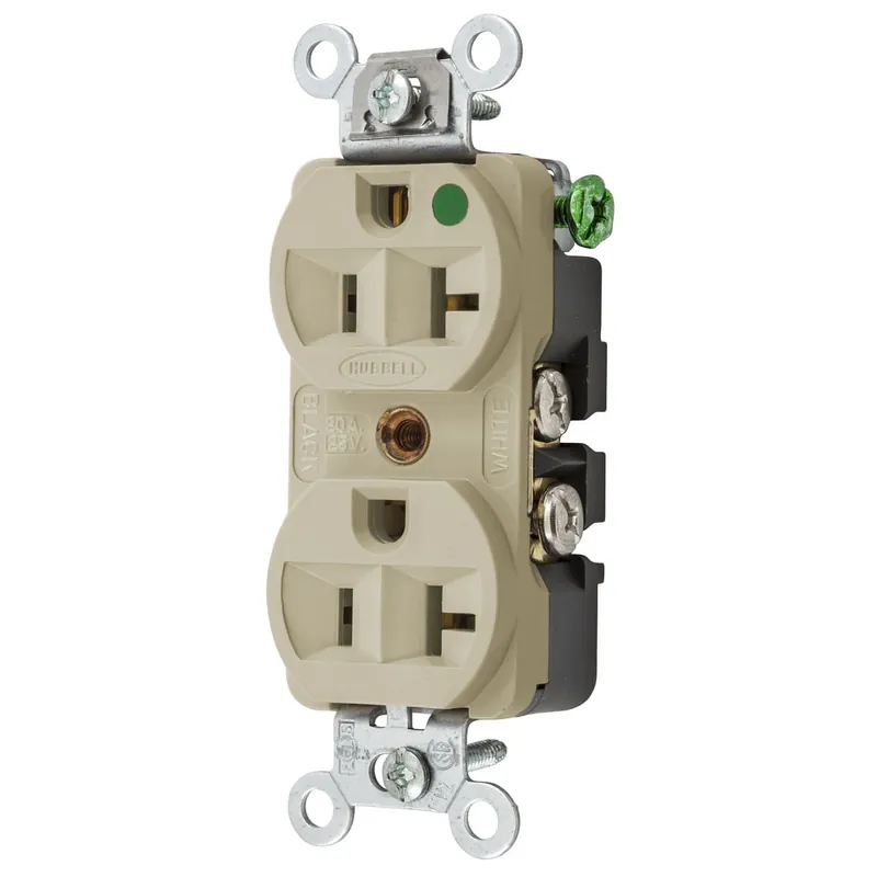 Hubbell-Wiring HBL8300HI Hospital Grade Extra Heavy-Duty Slender/Compact Straight Blade Duplex Receptacle 20-Amp 125-Volt NEMA 5-20R Ivory Don’t Miss Out