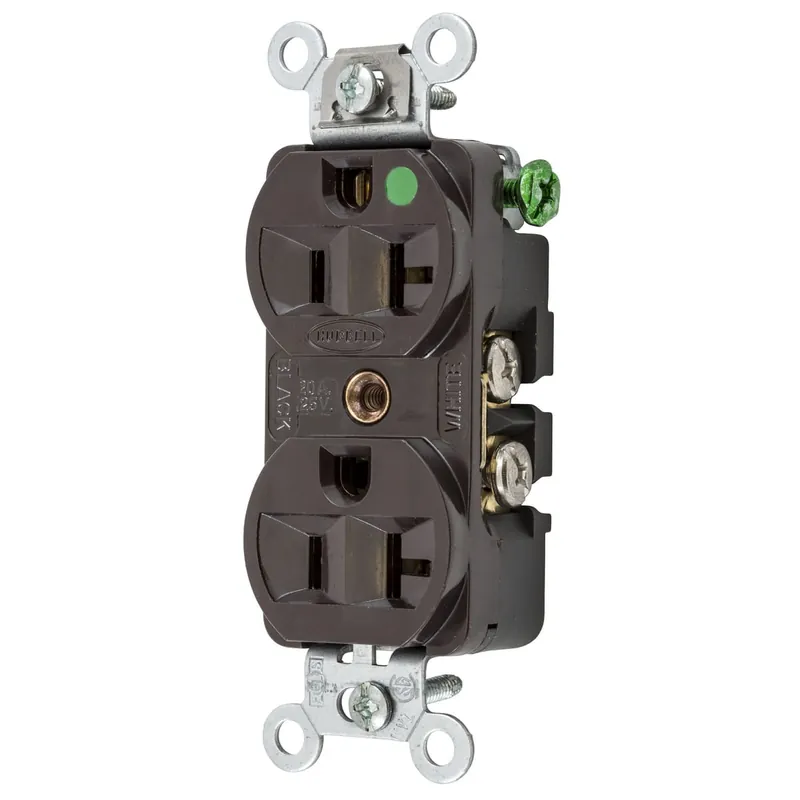 Hubbell-Wiring HBL8300H Hospital Grade Extra Heavy-Duty Heat-Resistant Straight Blade Duplex Receptacle 20-Amp 125-Volt NEMA 5-20R Brown HBL Hot Picks