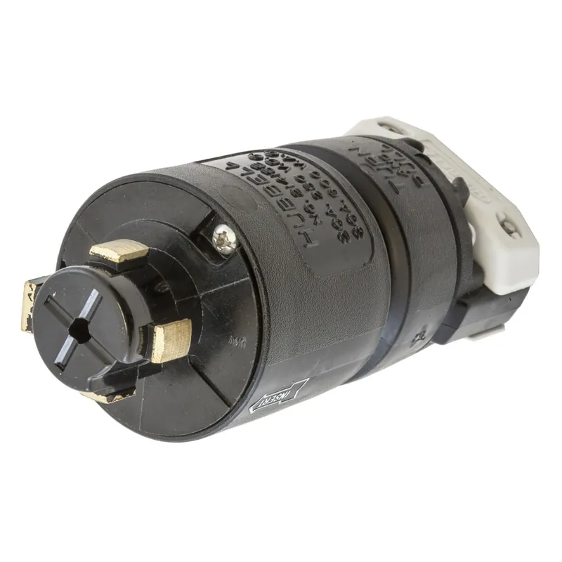 Time-Limited Hubbell-Wiring HBL21415B 4-Wire 3-Pole Locking Plug 600-Volt AC/250-Volt DC 30-Amp at 600-Volt AC 20-Amp at 250-Volt DC Black/White Hubbellock
