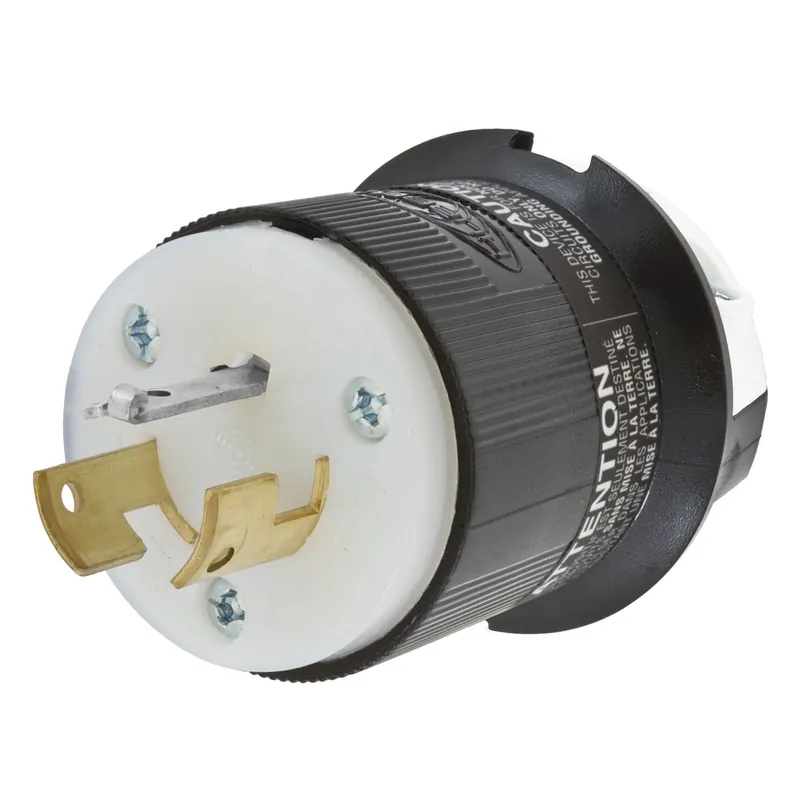 Hubbell-Wiring HBL9965C 3-Wire 3-Pole Non-NEMA Industrial Polarized Male Locking Plug 125/250-Volt 20-Amp Black/White Insulgrip Twist-Lock Fan Favorite