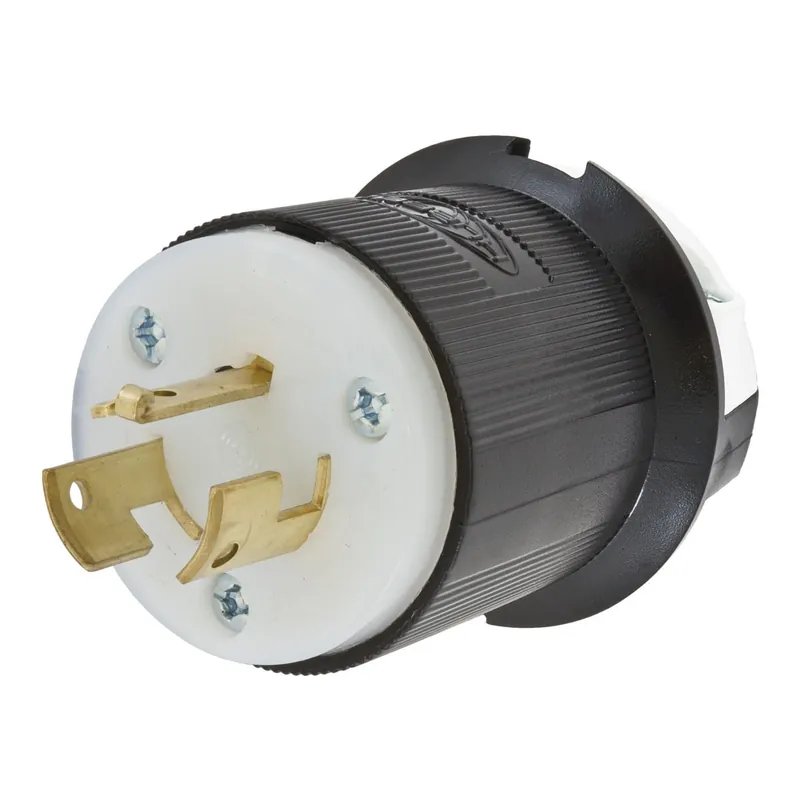 Hubbell-Wiring HBL9965GCB 3-Wire 2-Pole Non-NEMA Industrial Grade Non-Shrouded Locking Plug 250-Volt 20-Amp Black/White Insulgrip Twist-Lock Limited Time