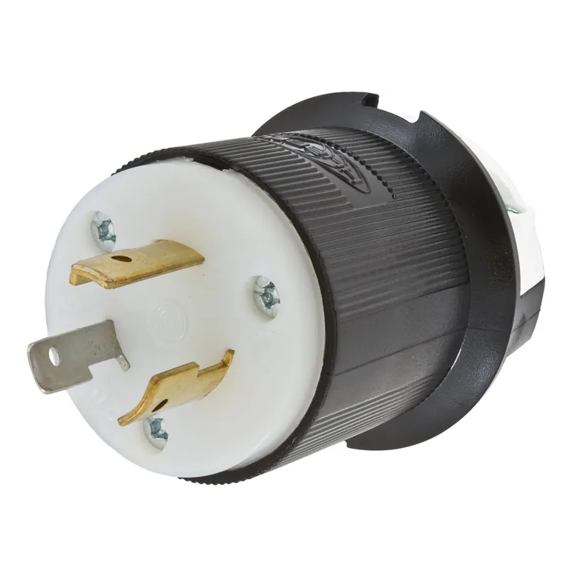 Trending Hubbell-Wiring HBL2311 3-Wire 2-Pole Polarized Locking Plug 125-Volt AC 20-Amp NEMA L5-20P Black/White Twist-Lock Insulgrip