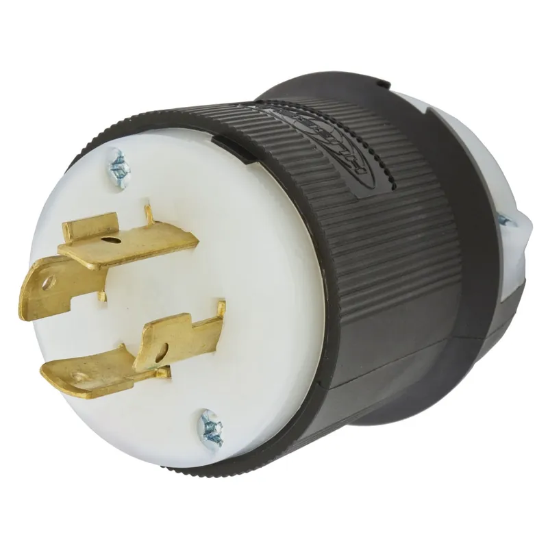 Hubbell-Wiring HBL2431 4-Wire 3-Pole Polarized Locking Plug 480-Volt AC 3-Phase 20-Amp NEMA L16-20P Black/White Twist-Lock Insulgrip Original
