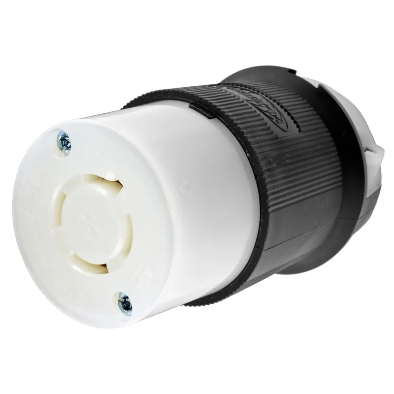 High Quality Hubbell-Wiring HBL2433 4-Wire 3-Pole Polarized Connector Body 480-Volt AC 3-Phase 20-Amp NEMA L16-20R Black/White Twist-Lock Insulgrip