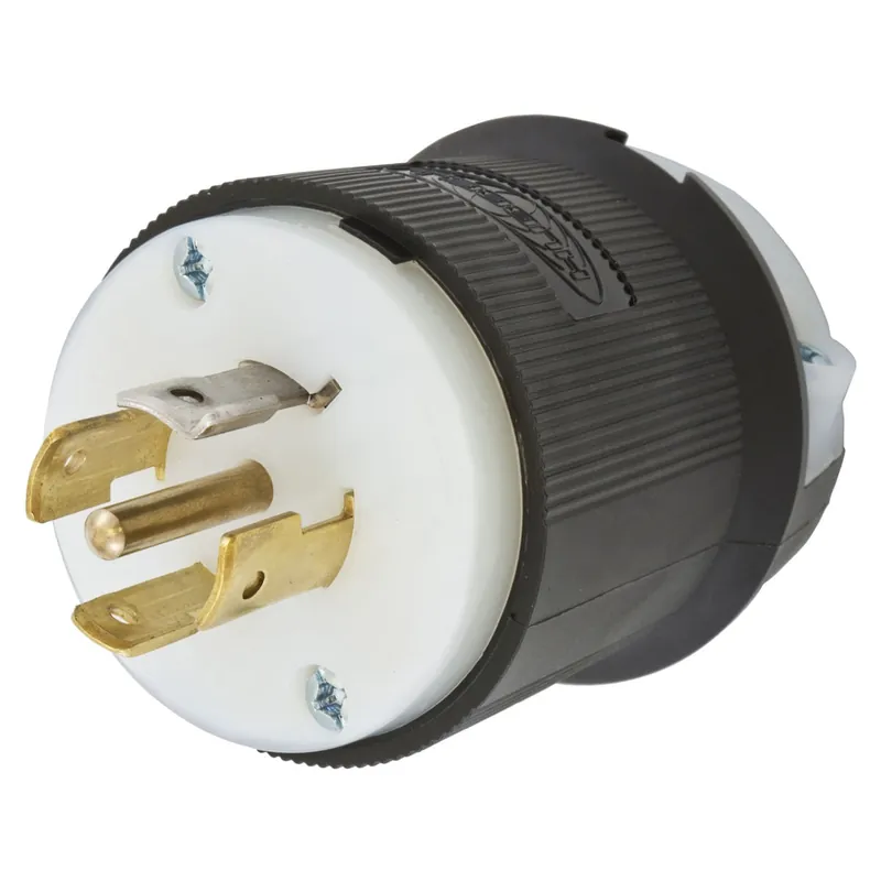 Clearance Hubbell-Wiring HBL2511 4-Wire 3-Pole Polarized Locking Plug 120/208-Volt AC 3-Phase Y 20-Amp NEMA L21-20P Black/White Twist-Lock Insulgrip
