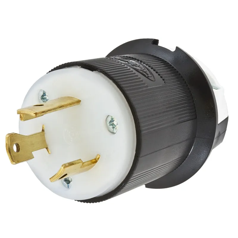 Latest Hubbell-Wiring HBL2611 3-Wire 2-Pole Polarized Locking Plug 125-Volt AC 30-Amp NEMA L5-30P Black/White Twist-Lock Insulgrip