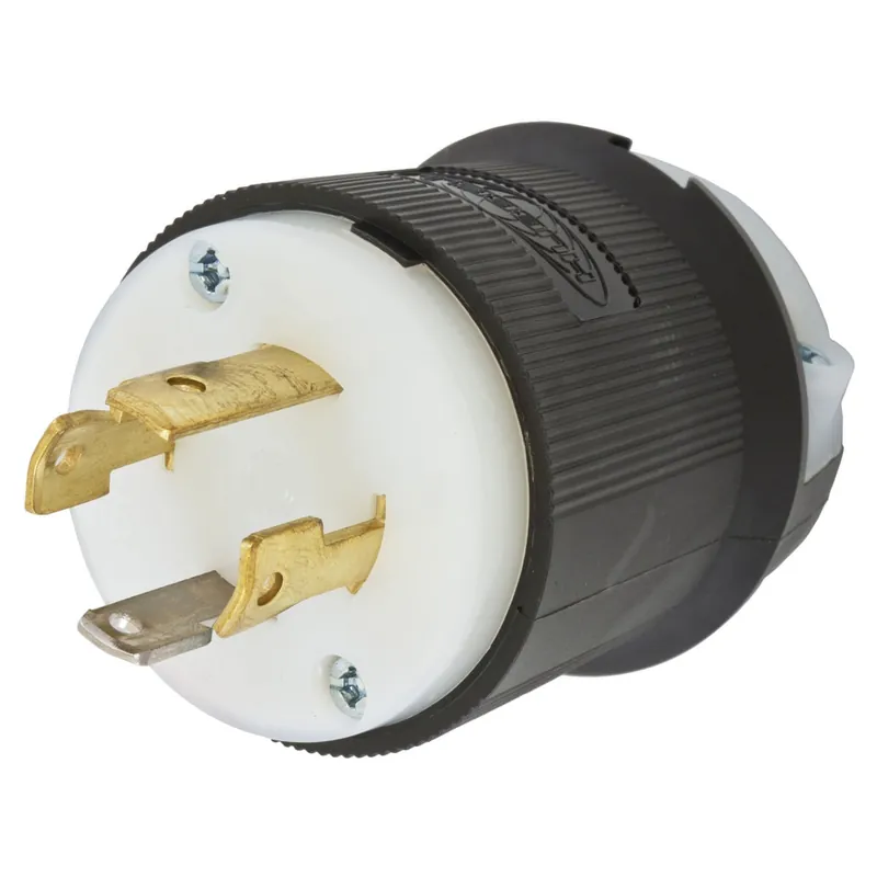 Hubbell-Wiring HBL2711 4-Wire 3-Pole Polarized Locking Plug 125/250-Volt AC 30-Amp NEMA L14-30P Black/White Twist-Lock Insulgrip Shop Now