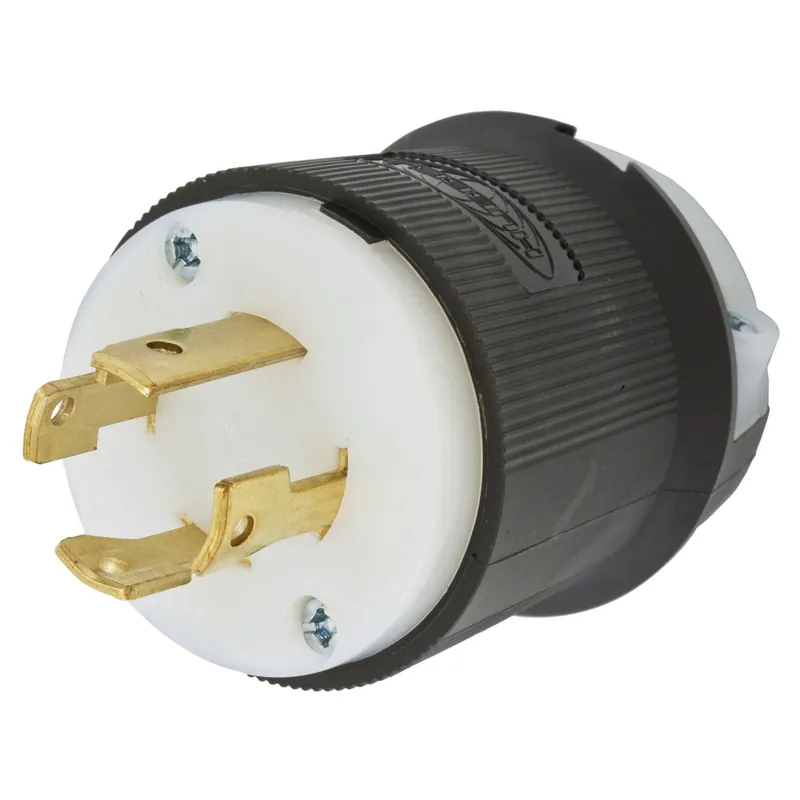 Hubbell-Wiring HBL2721 4-Wire 3-Pole Polarized Locking Plug 250-Volt AC 3-Phase 30-Amp NEMA L15-30P Black/White Twist-Lock Insulgrip Shop Now