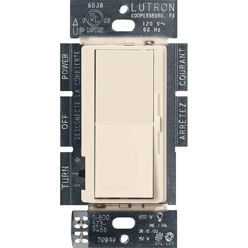 Lutron DVCL-153P-LA 120-Volt at 60-Hz 1-Pole 3-Way Dimmer Light Almond Diva CL Money Back Guarantee