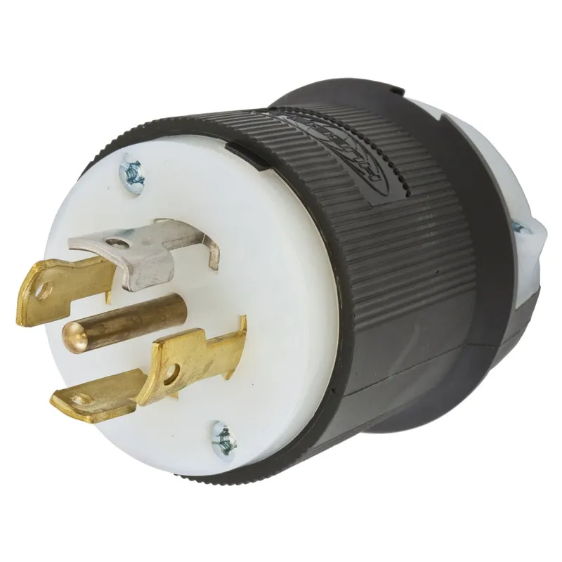 Hubbell-Wiring HBL2811 5-Wire 4-Pole Polarized Locking Plug 120/208-Volt AC 3-Phase Y 30-Amp NEMA L21-30P Black/White Twist-Lock Insulgrip Hassle-Free Returns