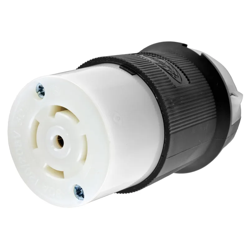 Hubbell-Wiring HBL2813 5-Wire 4-Pole Polarized Connector Body 120/208-Volt AC 3-Phase Y 30-Amp NEMA L21-30R Black/White Twist-Lock Insulgrip Top Pick