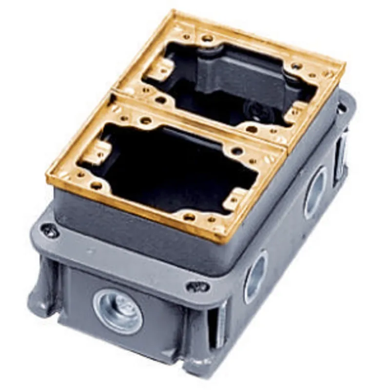 Editor’s Pick Hubbell-Wiring B4233 Cast Iron Box/Brass Collar 2-Gang Deep Fully Adjustable Concrete Floor Box 4.38-Inch x 6.38-Inch x 3.75-Inch 36.5-Cubic-Inch S