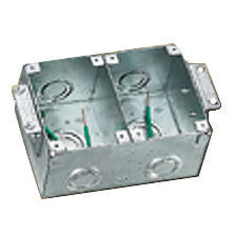 Seasonal Sale Hubbell-Wiring B2482 Stamped Steel Box/Brass Collar 2-Gang Semi Adjustable Floor Box 4.50-Inch x 6.42-Inch x 3.13-Inch 42.5-Cubic-Inch ScrubShield