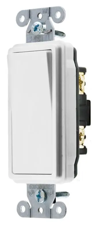 Hubbell-Wiring DS120W 120/277-Volt AC 20-Amp 1-Pole Commercial/Specification Grade Decorator Rocker Switch White Style Line While Supplies Last
