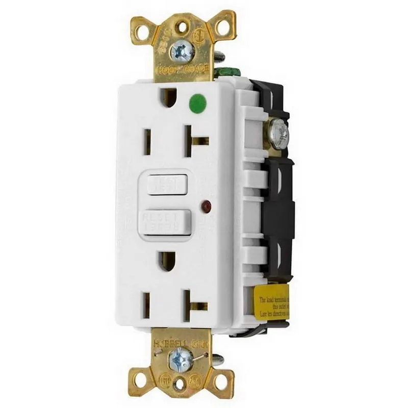 Certified Hubbell-Wiring GFR8300HWLA Commercial/Hospital Grade GFCI Duplex Receptacle With LED Indicator 20-Amp 125-Volt NEMA 5-20R White Circuit Guard