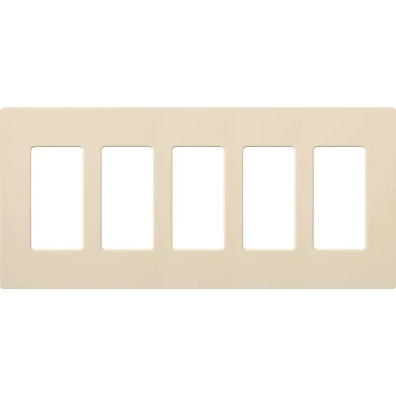 Hassle-Free Returns Lutron CW-5-LA Tough Thermoset Device Mount Designer Style Standard Size 5-Gang Screwless Wallplate 5-Rocker/GFCI Light Almond Claro Satin Colors