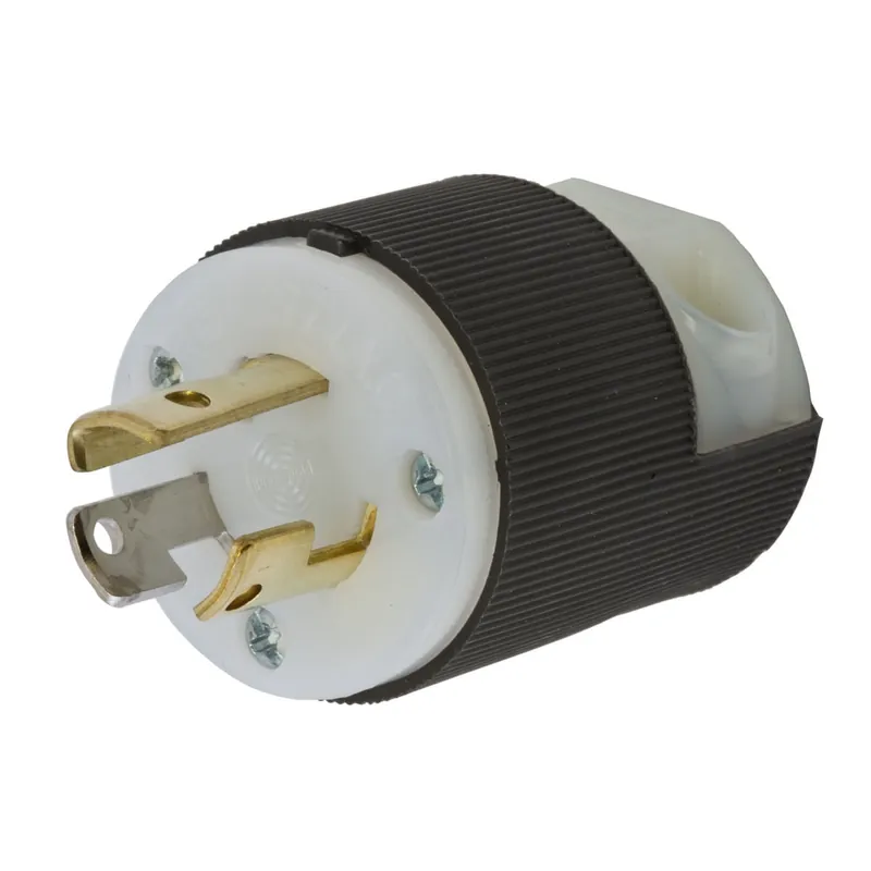 Hubbell-Wiring HBL4770C 3-Wire 2-Pole Polarized Locking Plug 277-Volt AC 15-Amp NEMA L7-15P Black/White Twist-Lock Insulgrip Direct From Factory
