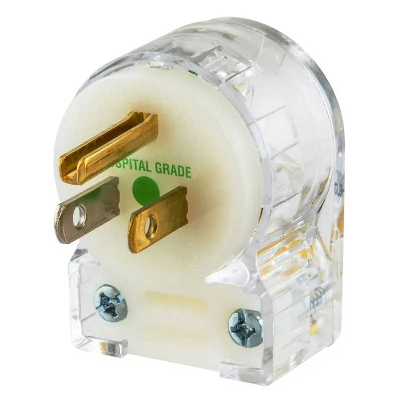 Mega Sale Hubbell-Wiring HBL8215CAT 3-Wire 2-Pole 125-Volt AC 15-Amp Insulgrip Hospital Grade Angled Straight Blade Plug Transparent