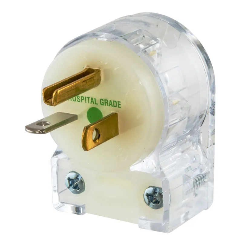 Hubbell-Wiring HBL8315CAT 3-Wire 2-Pole Angled Hospital Grade Straight Blade Connector 125-Volt 20-Amp Clear Insulgrip Best Choice