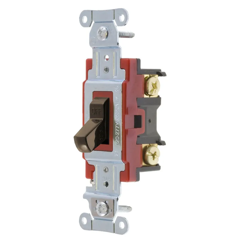 High Quality Hubbell-Wiring 1222B 120/277-Volt AC 20-Amp 2-Pole Heavy-Duty Industrial Grade Toggle Quiet Switch Brown Hubbell-Pro