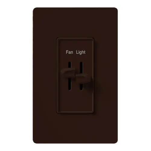 Lutron S2-LFSQ-BR 120-Volt AC 1-Pole Quiet 3-Speed Dual Load Fan/Light Dimmer Control Brown Skylark Buy Direct