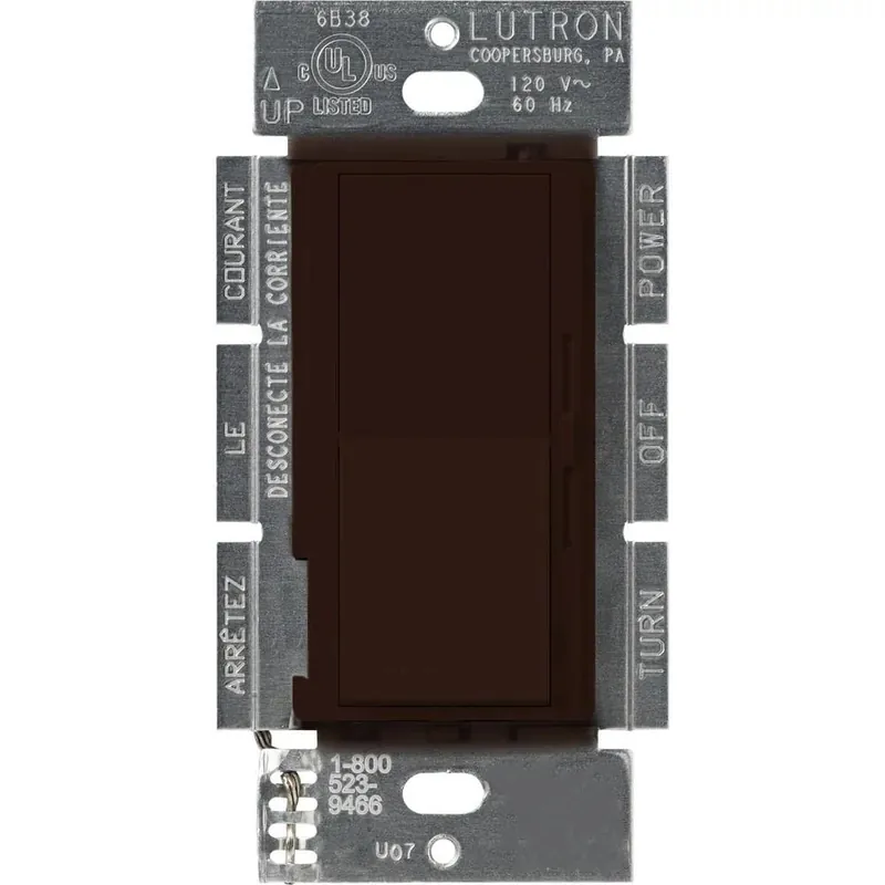 Lutron DVFSQ-F-BR 120-Volt AC at 60-Hz 1-Pole 3-Way Quiet 3-Speed Fan Speed Control Brown Diva New Release