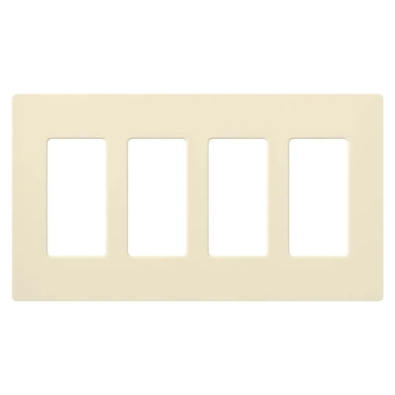 Lutron CW-4-AL Tough Thermoset Device Mount Designer Style Standard Size 4-Gang Screwless Wallplate 4-Rocker/GFCI Almond Claro Satin Colors Deal