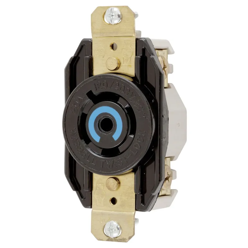 Discount Hubbell-Wiring HBL2510 Flush Mount Single Receptacle 20-Amp 120/208-Volt AC 3-Phase NEMA L21-20R Black Twist-Lock
