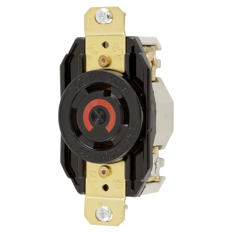 Hubbell-Wiring HBL2710 Flush Mount Single Receptacle 30-Amp 125/250-Volt AC 1-Phase NEMA L14-30R Black Twist-Lock Best Price